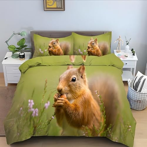 phonxia Bettwäsche 200x220 Frühling, Eichhörnchen Bettwäsche Set mit Reißverschluss Weiche Mikrofaser Bettwäsche-Sets 3teilig, Bettbezug für Erwachsene Jugendliche und 2 Kissenbezug 80x80 cm phonxia Bettwäsche 200x220 Frühling, Eichhörnchen Bettwäsche Set mit Reißverschluss Weiche Mikrofaser Bettwäsche-Sets 3teilig, Bettbezug für Erwachsene Jugendliche und 2 Kissenbezug 80x80 cm von phonxia