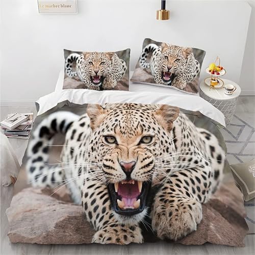 phonxia Bettwäsche 90x200 3D Leopard Bettbezug 90x200 mit Reißverschluss Bettwäsche Set 2 Kissenbezug 80x80 cm Deluxe Atmungsaktiv Reversibel Mikrofaser phonxia Bettwäsche 90x200 3D Leopard Bettbezug 90x200 mit Reißverschluss Bettwäsche Set 2 Kissenbezug 80x80 cm Deluxe Atmungsaktiv Reversibel Mikrofaser von phonxia