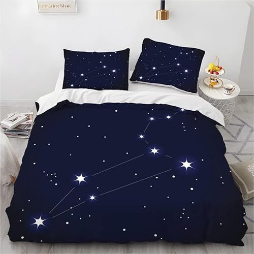 phonxia Bettwäsche 90x200 Blaue Sterne Bettbezug 90x200 mit Reißverschluss Bettwäsche Set 2 Kissenbezug 80x80 cm Deluxe Atmungsaktiv Reversibel Mikrofaser von phonxia