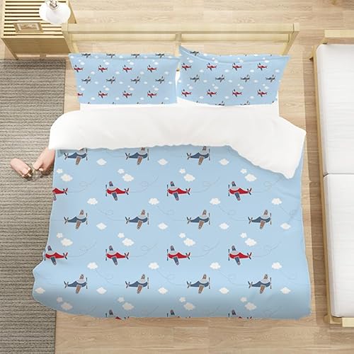 phonxia Bettwäsche 90x200 Blaues Flugzeug Bettbezug 90x200 mit Reißverschluss Bettwäsche Set 2 Kissenbezug 80x80 cm Deluxe Atmungsaktiv Reversibel Mikrofaser phonxia Bettwäsche 90x200 Blaues Flugzeug Bettbezug 90x200 mit Reißverschluss Bettwäsche Set 2 Kissenbezug 80x80 cm Deluxe Atmungsaktiv Reversibel Mikrofaser von phonxia