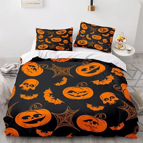 phonxia Bettwäsche 90x200 Halloween-KüRbis Bettbezug 90x200 mit Reißverschluss Bettwäsche Set 2 Kissenbezug 80x80 cm Deluxe Atmungsaktiv Reversibel Mikrofaser phonxia Bettwäsche 90x200 Halloween-KüRbis Bettbezug 90x200 mit Reißverschluss Bettwäsche Set 2 Kissenbezug 80x80 cm Deluxe Atmungsaktiv Reversibel Mikrofaser von phonxia