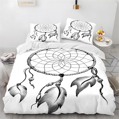 phonxia Bettwäsche 90x200 TraumfäNger Grau Bettbezug 90x200 mit Reißverschluss Bettwäsche Set 2 Kissenbezug 80x80 cm Deluxe Atmungsaktiv Reversibel Mikrofaser von phonxia