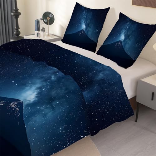 phonxia Galaxie Bettwäsche-Set, Nacht Bettwäsche mit 1 Bettdecke und 2 Kissenbezügen Galaxie Mikrofaserdecke Set 90x200 Mit Kissenbezügen, Kuschel-Bettbezug, Federbettbezug O54 von phonxia