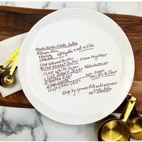 Handgefertigter Runder Keramik-Speiseteller Mit Personalisiertem Rezept - Einzigartiges Andenken-Geschenk Besonders Angefertigt Ihrer Handschrift von phpottery