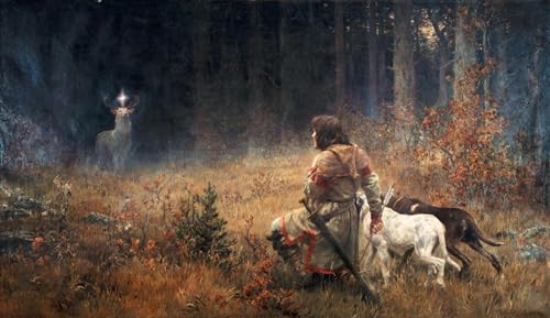 phtnmaihw Ölgemälde auf Leinwand, Motiv: Die Vision des Heiligen Hubertus. - William Karl Lauber, 50 x 70 cm, ungerahmt phtnmaihw Ölgemälde auf Leinwand, Motiv: Die Vision des Heiligen Hubertus. - William Karl Lauber, 50 x 70 cm, ungerahmt von phtnmaihw
