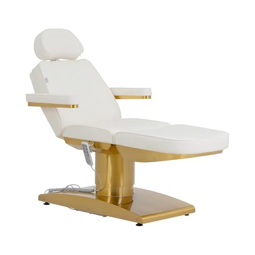 Physa Elektrische Kosmetikliege beheizbar 3 Motoren 300 W 195 x 60 x 62-82 cm 200 kg weiß/goldenBehandlungsliege Kosmetikstuhl Therapieliege Tattooliege von physa wellness & lifestyle