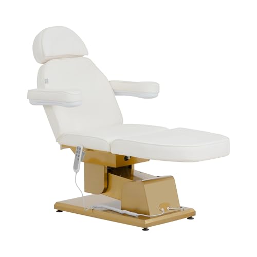 Physa Elektrische Kosmetikliege beheizbar 3 Motoren 300 W 200 x 60 x 60-82 cm 200 kg weiß/golden Behandlungsliege Kosmetikstuhl Therapieliege Tattooliege von physa wellness & lifestyle