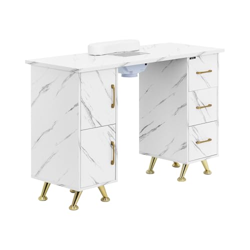 Physa Nageltisch marmoriert/golden 3 Schubladen 2 Ablagen inkl. Absaugung für Staub Handablage Maniküretisch Nagelstudio-Tisch mit Staubabsaugung Physa Nageltisch marmoriert/golden 3 Schubladen 2 Ablagen inkl. Absaugung für Staub Handablage Maniküretisch Nagelstudio-Tisch mit Staubabsaugung von physa wellness & lifestyle