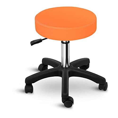 Physa Rollhocker höhenverstellbar Arbeitshocker Drehhocker mit Rollen höhenverstellbar 45-58 cm 360° drehbar max. 150 kg Hocker mit Rollen Praxishocker orange von physa wellness & lifestyle