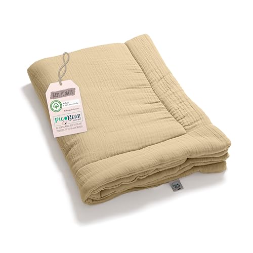 pic Bear Krabbeldecke aus 100% Baumwoll-Musselin: Extra weiche Spieldecke, 95x135 cm - Perfekt für Babys und Kleinkinder (Tender Peach) von pic Bear