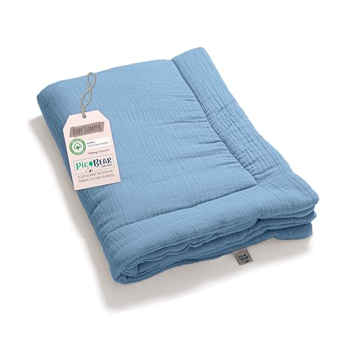 pic Bear Krabbeldecke aus 100% Baumwoll-Musselin: Extra weiche Spieldecke, 95x135 cm - Perfekt für Babys und Kleinkinder (airy Blue) von pic Bear