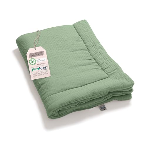 pic Bear Krabbeldecke aus 100% Baumwoll-Musselin: Extra weiche Spieldecke, 95x135 cm - Perfekt für Babys und Kleinkinder (grayed Jade) von pic Bear