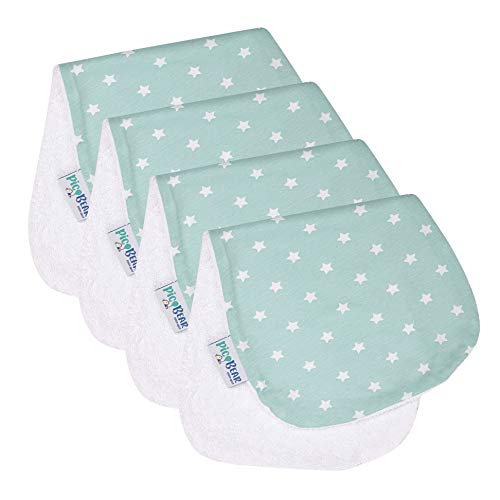 pic Bear Spucktuch Honey | großes Spucktuch 41 x 20 cm | besonders saugstarkes Frottee | Baumwolltuch weich & antiallergisch (4, Sterne Celadon-weiß) von pic Bear