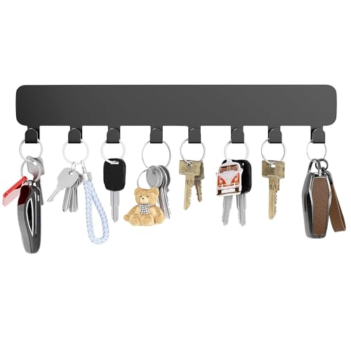 pickpiff Schlüsselbrett mit 8Haken, Schlüssel Organizer Wand Schwarz, Schlüsselhalter für Wandhaken Dekor, key holder von pickpiff