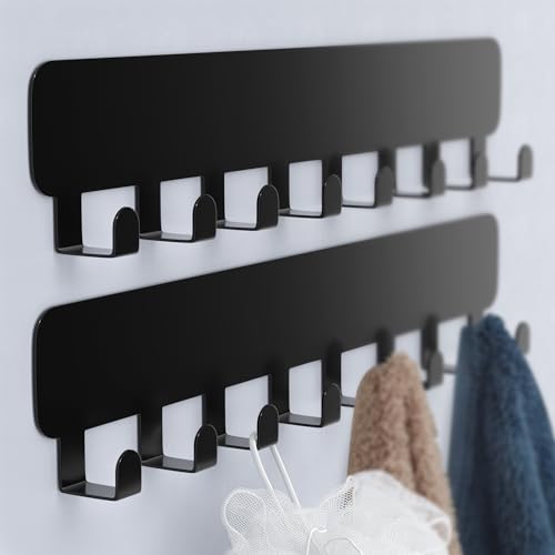 pickpiff Klebehaken Extra Stark Schwarz, Handtuchhalter Ohne Bohren Edelstahl Schwarz, 8 badezimmer handtuchhalter Selbstklebend, Wandhaken Selbstklebend für Küche und Bad, 2 STÜCK pickpiff Klebehaken Extra Stark Schwarz, Handtuchhalter Ohne Bohren Edelstahl Schwarz, 8 badezimmer handtuchhalter Selbstklebend, Wandhaken Selbstklebend für Küche und Bad, 2 STÜCK von pickpiff