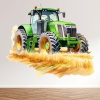 Aquarell Bauernhof Traktor Wandtattoo - Rustikales Landmaschinen Motiv Für Wohnraumdeko Aquarell Bauernhof Traktor Wandtattoo - Rustikales Landmaschinen Motiv Für Wohnraumdeko von piedpipersticker
