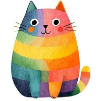 Niedliche Regenbogenkatze Sticker - Bunte Katze Als Wandtattoo & Autoaufkleber von piedpipersticker