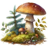 Pilz Sticker Aquarell - Wald Natur Wandtattoo, Boho Deko Aufkleber Fürs Auto, Laptop, Kinderzimmer, Märchenwald Geschenkidee von piedpipersticker