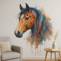 Watercolor Horse Head Wall Sticker Artistic Motif As A For Wall, Camper Van, Laptop, Gift Riding Fans, Nature von piedpipersticker