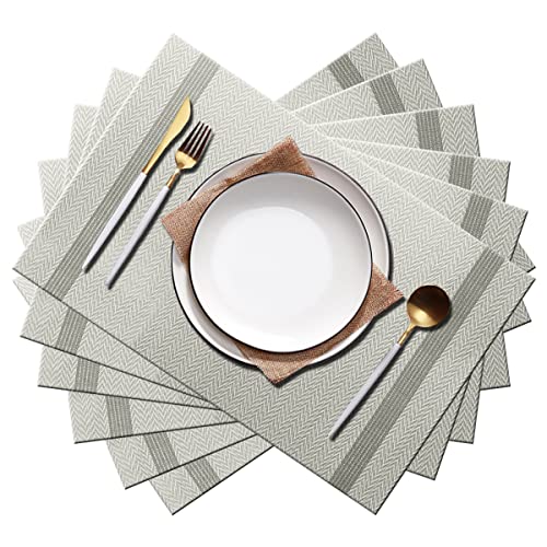 pigchcy Elegante Platzsets Kunststoff Hitzebeständige Tischsets Abwischbar Leicht zu Reinigende Tischsets für Esszimmer und Dekor (Grey) von pigchcy