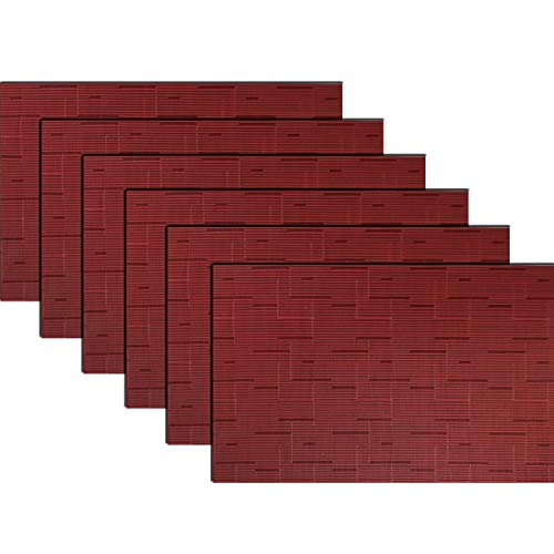 pigchcy Platzsets, Abwischbar Vinyl Tischsets FüR Esstisch, Leicht Zu Reinigen, Kunststoff Platzsets Satz Von 6 (45 X 30 cm, Rot) von pigchcy