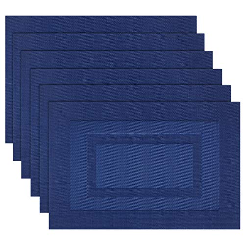 pigchcy Platzsets, Abwischbar Vinyl Tischsets FüR Esstisch, Leicht Zu Reinigen Kunststoff Platzsets Set Von 6 (45 X 30 cm, KöNigsblau + Marineblau) von pigchcy