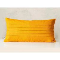 Gelber Lumbaler Kissenbezug, Dekoratives Kissen Im Boho-stil Mit Genähten Linien, Akzentkissenbezug in Benutzerdefinierter Größe von pillowlink