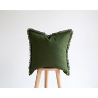 Mossgrüner Kissenbezug, Handgefertigte Grüne Kissenhülle | Benutzerdefinierte Größe von pillowlink