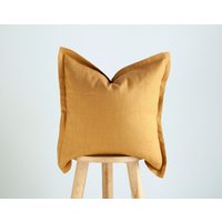 Senf Kissenbezug, Kissenbezug Aus Leinen Mit 25 Mm Bördelrand, in 18x18, 20x20 Oder Euro Scheingröße - Handmade Raumdeko von pillowlink