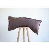 Taupe Lendenkissen Bezug, Taupe Langer Lendenkissenbezug, Fransenrand Kissenbezug, Maßanfertigung, 14x36 Inch von pillowlink