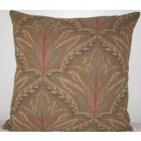 Baumblatt Deko Kissenbezug-In 24"x24" in Rot, Gelbstein, Camel Und Tan Farbe Chenille Gewebter Leinenstoff, Rückseite Mit Schalfarbe von pillowusa