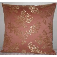 Blumen Dekorative Kissen Abdeckung in 18 "x 18" Aztec Coral Color Basis, Gold Floral Dekorative Gewebte Bettwäsche High-End-stoff von pillowusa