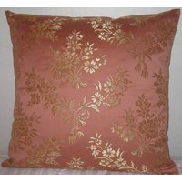 Blumen Dekorative Kissen Abdeckung in 20 "x 20" Aztec Coral Color Basis, Gold Floral Dekorative Gewebte Bettwäsche High-End-stoff von pillowusa