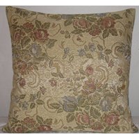Blumen Dekorative Kissen Abdeckung in 20 "x 20" Hellen Beige Farbe Base, Gold, Chartreuse, Rosa, Gelb Mit Gewebten Leinen-High-End-stoff von pillowusa