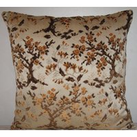 Chenille Floral Muster Deko Kissenbezug-24"x24" Goregous Gewebt Weicher Leinen Stoff Wurfkissen Hell Beige, Braun Und Tan Farbe Chenille Floral Muster Deko Kissenbezug-24"x24" Goregous Gewebt Weicher Leinen Stoff Wurfkissen Hell Beige, Braun Und Tan Farbe von pillowusa