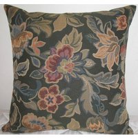 Frottee Blümchenmuster Dekorative 20 "x 20" Kissen Abdeckung Jäger Grün Gewoben Leinen Und Hellen Pfau Für Den Rücken von pillowusa