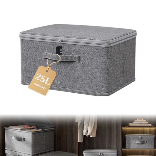 pilyero 25L Abschließbare Box, Box Abschließbar, Aufbewahrungsbox Stoff, geeignet zur Aufbewahrung von Kleidung, Spielzeug, Medikamenten und Kosmetika etc. (40x30x21cm) von pilyero