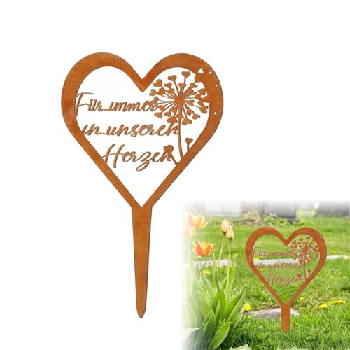 pilyero Garten Deko Draußen, Wetterfest Grabstecker, Herz Grabschmuck, Rost Deko, Gedanken und Erinnerungen Senden für Dauerhafte Dekorationen auf Friedhöfen, Höfen, Wiesen Oder Gärten (Löwenzahn) (A) von pilyero