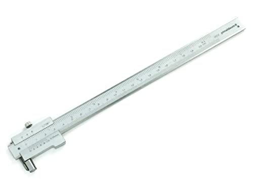 PIMALDAUM® Markierungslehre 0-200 mm, Streichmaß, Nonius 0,05 mm, gem. DIN 862 in Edelstahl mit integrierter Nadel zum Anzeichnen und Anreißen von Markierungen und Hilfslinien von pimaldaum