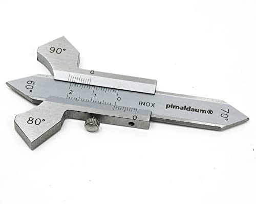 PIMALDAUM® Schweißlehre aus Edelstahl zur Kontrolle der V-Naht für 60°/70°/80°/90° sowie Messung des a-Mass und der Nahterhöhung von pimaldaum