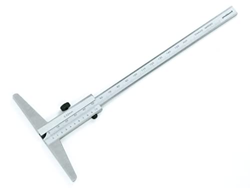 PIMALDAUM® Tiefenmessschieber 0-150 mm Tiefenlehre mit 100 mm breiter Auflage zur Bohrtiefen- und Spaltentiefenmessung von Werkstücken von pimaldaum