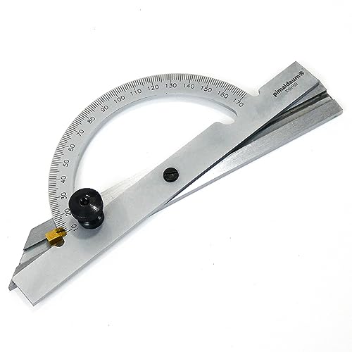 PIMALDAUM® Winkelschmiege, Schmiege, Winkelmesser 10-170° mit verstellbarer Schiene, zum professionellem Messen oder Anzeichnen von Winkeln und Winkelgraden (Metall, 100 * 150 mm) von pimaldaum