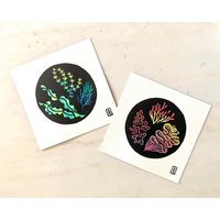 Algen Und Korallen Ozean Studien | Original Linoldruck Set Handgeschnitzt von pineforestpress