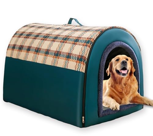 2-in-1 großes Hundebett, beruhigende Haustierhöhle, wasserdicht, abnehmbares Zelt, Hundehütte, Anti-Angst, mit weichem Kissen, rutschfeste Unterseite, waschbar, Katzenbett (C,50 x 40 x 35 cm-L) von ping bu