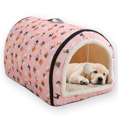 Großes Hundebett, beruhigende Haustierhöhle, warm, gemütlich, rutschfeste Unterseite, Luxus-Hundebett mit weichem, abnehmbarem Kissen, Plüschball, waschbar, Katzenhaus-Matratze (XL, 65 x 45 x 40 cm, C Großes Hundebett, beruhigende Haustierhöhle, warm, gemütlich, rutschfeste Unterseite, Luxus-Hundebett mit weichem, abnehmbarem Kissen, Plüschball, waschbar, Katzenhaus-Matratze (XL, 65 x 45 x 40 cm, C von ping bu