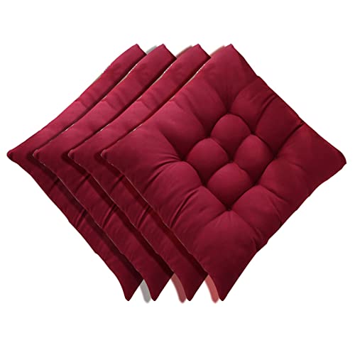 Set mit 4 Sitzkissen mit Bändern für Esszimmerstühle, 40/45 cm dickes Gartenstuhl, Sitzkissen, weiche Stuhlmatte für Zuhause, Büro, Schule (40 x 40 x 5 cm, L) von ping bu