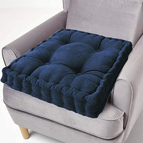 ping bu Baumwoll-Sitzkissen, dick, quadratisch, groß, fest, 50 cm, für Sessel, Garten, Erwachsene, Stuhl (40 x 40 cm, blau) von ping bu