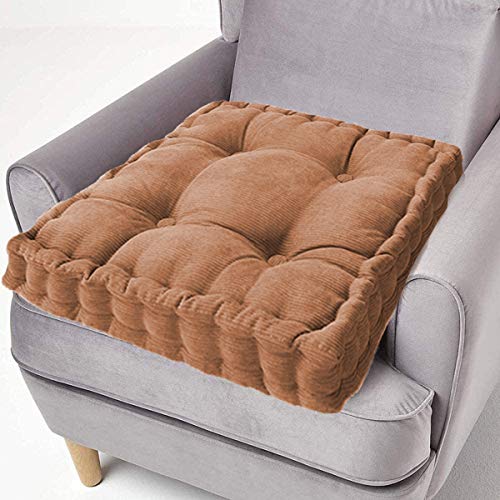 ping bu Baumwoll-Sitzkissen, dick, quadratisch, groß, fest, 50 cm, für Sessel, Garten, Erwachsene, Stuhl (40 x 40 cm, braun) von ping bu