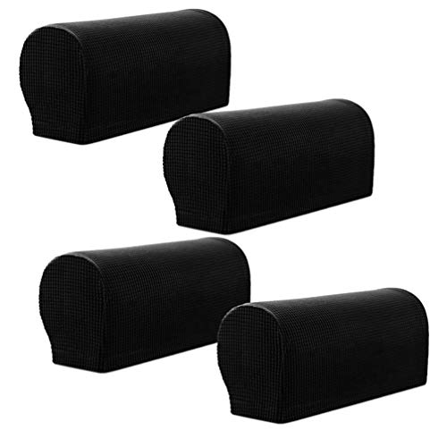 ping bu Elastischer Sofa-Armlehnenbezug Anti-Rutsch Sofa Armlehnenschutz Handlauf Handschuhe Stretchy Armlehne Abdeckung für Möbel 4 Packungen (Schwarz) von ping bu