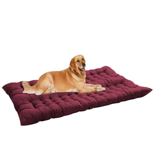 ping bu Extra großes Hundebett, beruhigende Haustier-Matratze, waschbar, Anti-Angst, große Hundematratze, Kissen, Haustierbetten für mittelgroße und große Hunde (Rot, 100 x 60 cm) von ping bu